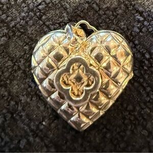 Heidi Klum silver quilted clover heart locket